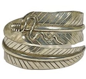 Large Sterling Silver Cuff Bracelet Native American Southwestern Large Leaf