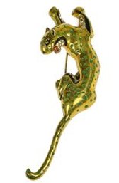 Large Enamel Rhinestone Gold Tone Eisenberg Original Panther Brooch