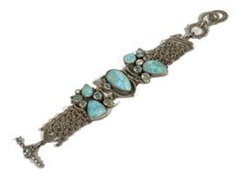 Sterling Silver Gemstone Bracelet Blue Stones 925