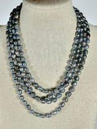 Eternity Gray Cultured Pearl Necklace Approximately 60' Long