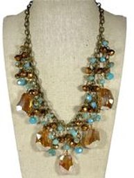 Fine Costume Couture Faceted Blue And Smoky Colored Glass Stones