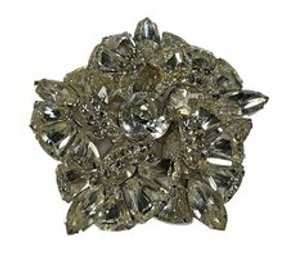 Signed Eisenberg Silver Tone White Rhinestone Brooch