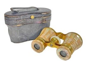 A. Stowell Mother Of Pearl Antique French Opera Glasses In Case