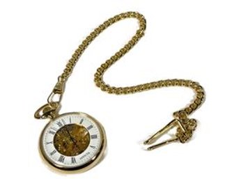 Invicta Gold Plated Pocket Watch With Watch Chain