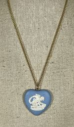 Gold Tone Wedgwood Jasper Ware Cupid Pendant Necklace