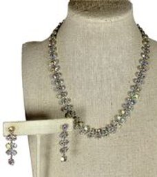 Vintage Rhinestone Necklace And Matching Earrings