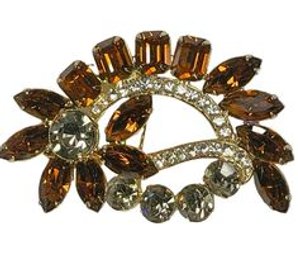 Vintage Eisenberg Rhinestone Large Brooch In Color