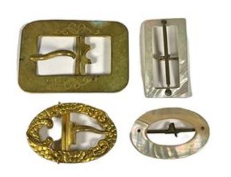 Lot Four Gold Plated, Mother Of Pearl And Brass Victorian Buckles