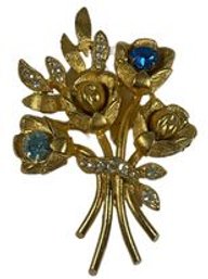 Vintage Signed Gold Tone Floral Bouquet Brooch By Eisenberg