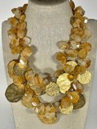 Large Signed Kenneth Lane Couture Runway Gold Tone Necklace