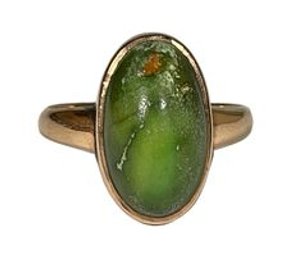 Green Turquoise 14K Gold Ring With Cabochon Stone Size 8 Weighs 4.5 Grams