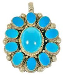 Sterling Silver Turquoise Pendant Marked 925