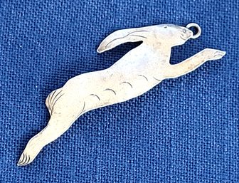 Vintage  Modernist Sterling Silver Hare Or Rabbit Pendant