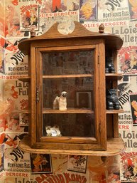 Oak Curio Display Cabinet Wall Mount Or Standing 20x9x20in