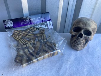 Halloween Decor Skull Head And NIP Paper Hanging Skeleton