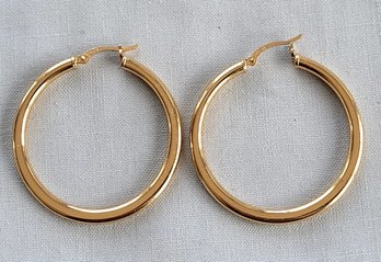 Vintage Gold Wash Over Sterling Silver 925 Classic Big Hoop Earrings