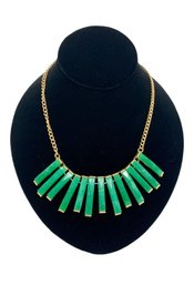 Gold Tone & Acrylic Jade Necklace