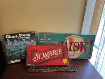 Board Games - Glass Chess, Monopoly, And Risk
