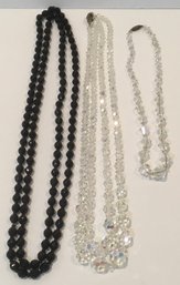 Trio Of Vintage Crystal Necklaces.