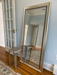 Silver Pair / Mirror & Hammered Side Table