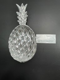 Vintage Aluminum Pineapple Serving Tray .  Bruce Fox Design Engraved Large 13-3/4' X 6-1/4'