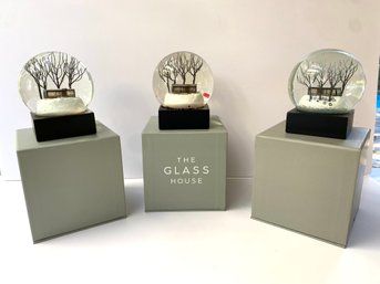 Three Glass House Snow Globes