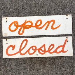 Double Sided Open Closed Signs Handpainted On Metal