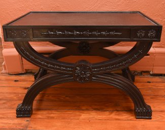 Vintage French Cross Frame Wood Side Table