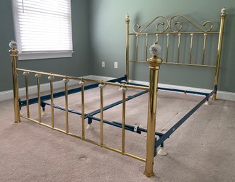 Goldtone Metal Bed Frame With Beautiful Floral Finials