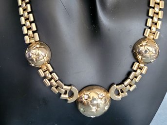 Vintage Gold Tone Atomic Design Brookcraft Necklace