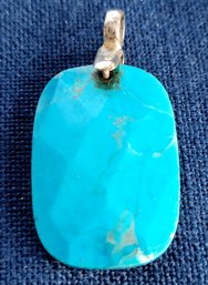 Faceted Turquoise Pendant With Sterling Silver Bale