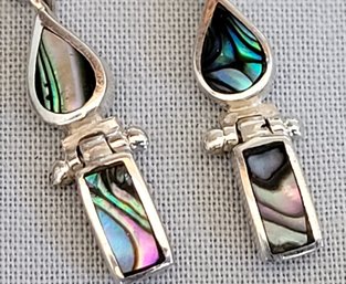 Beautiful 950 Sterling Silver Abalone Dangling Earrings