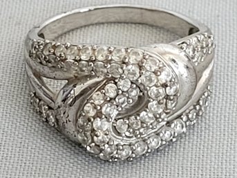 Sterling Silver Infinity Pave Rhinestone Band Ring