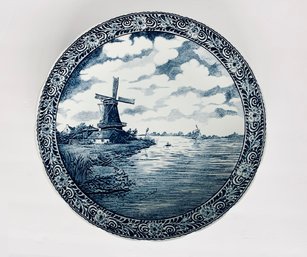 Vintage Delfts Royal Sphinx Holland By Boch Belgium Charger Plate With Windmill