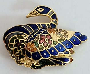 Pretty Vintage Cloissone Swan Brooch