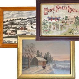 A Trio Of Framed Farmhouse Original Works