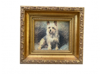 John Emms (Jno Emms) : Yorkie Signed With Gold Wood Frame Included