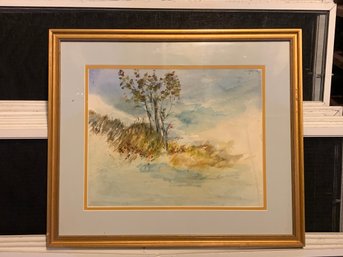 Signed Watercolor Of A Landscape