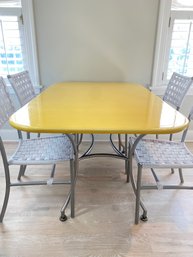 Beautiful Catherine Lagot French Enameled Lava Stone Dining Table With Nickel Plated Base