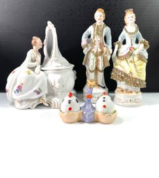 Porcelain Figurines And Salt And Pepper