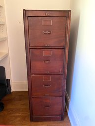 Vintage Wood File Cabinet W/ Panel Sides