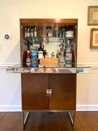 Contemporary Bar Console Cabinet In Walnut Finish   (LOC: F2)