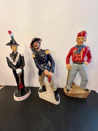 3 Liquor Bottles, Collectible Character Bottles, Soldiers