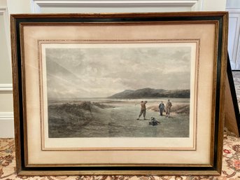 Douglas Adams (English, 1853-1920) 'The Drive' Figurative Golfing Landscape - Custom Framed & Matted Print