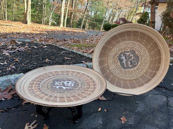 Set Of 2 Tan Japanese Symbol Decorative Plates