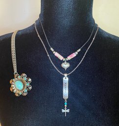 Retro 90s Style Choker And Turquoise  Flower Necklace