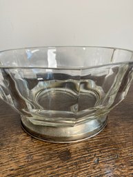 Vintage Italian Glass Bowl With Silver Plate Base 9x4.5'