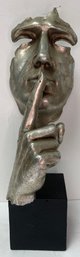 TMS 2005 Vitruvian Collection - Shhh Act Man Art Sculpture - Silver Face & Hand - Home Decor