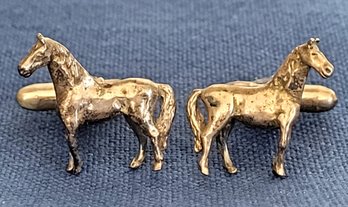 Lovely Dimensional Horse Equestrian Sterling Silver Vintage Cufflinks