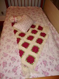 Beautiful Rose Comforter With Knitted Afghan-Twin